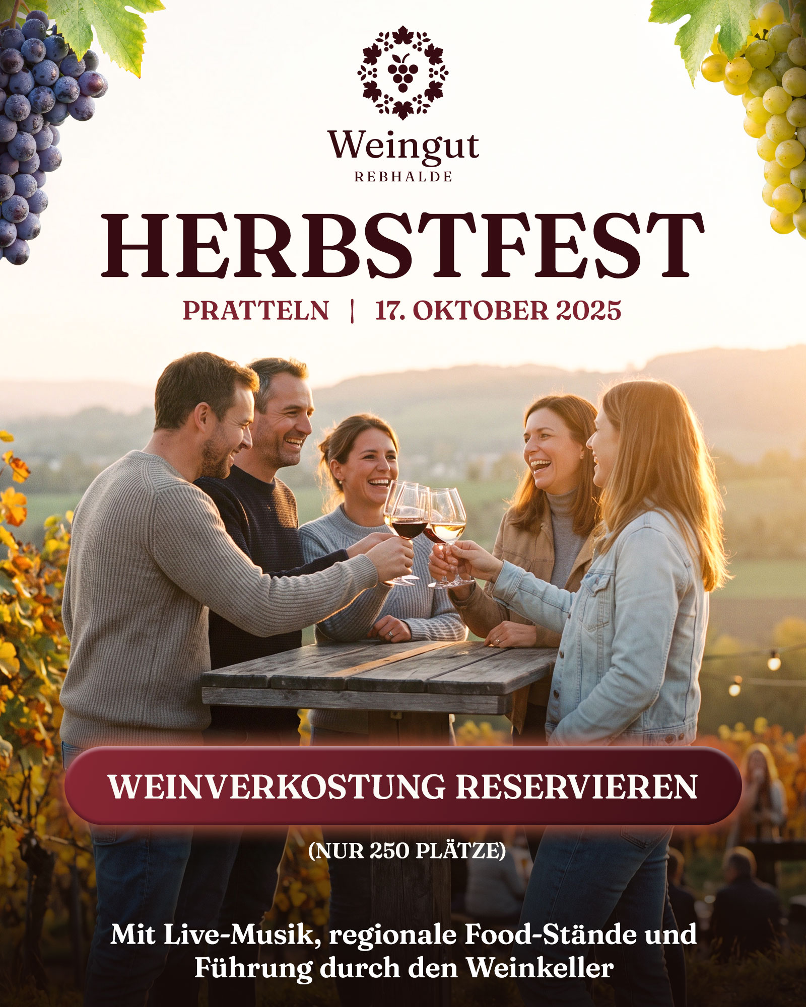 Static Ad Creative, Motiv 1 Variante 3 für die fiktive Marke Weingut Rebhalde