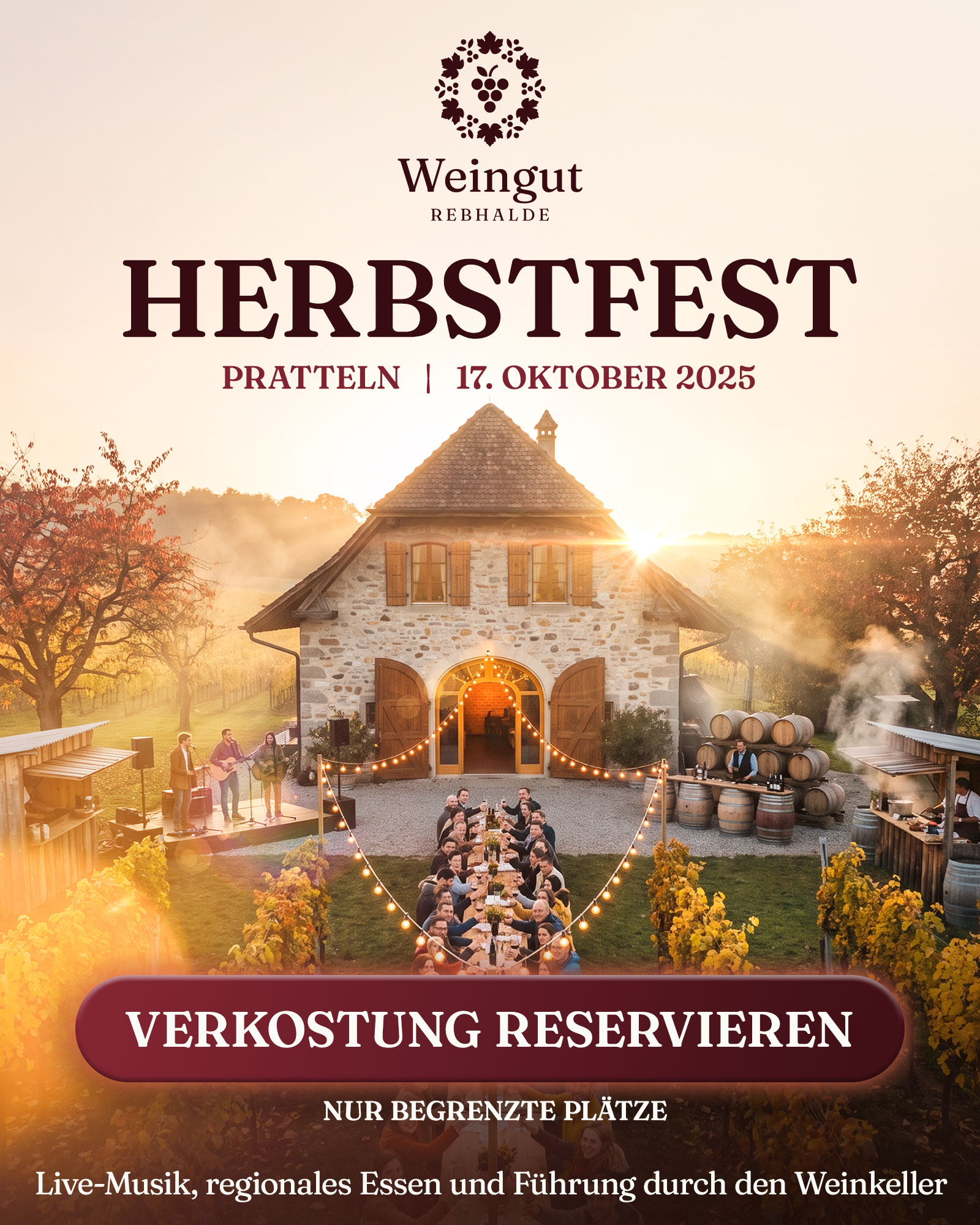 Static Ad Creative, Motiv 2 Variante 1 für die fiktive Marke Weingut Rebhalde