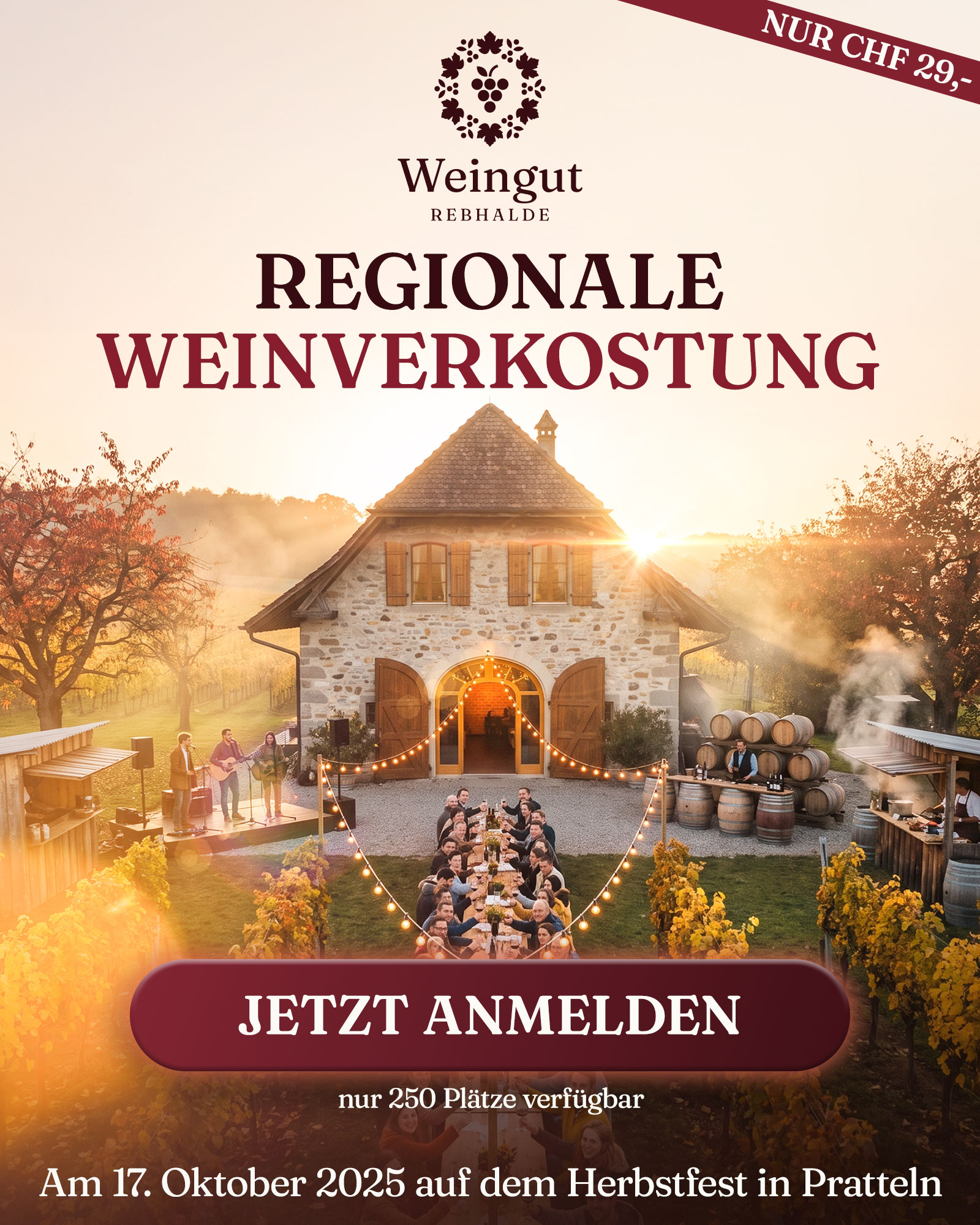 Static Ad Creative, Motiv 2 Variante 2 für die fiktive Marke Weingut Rebhalde