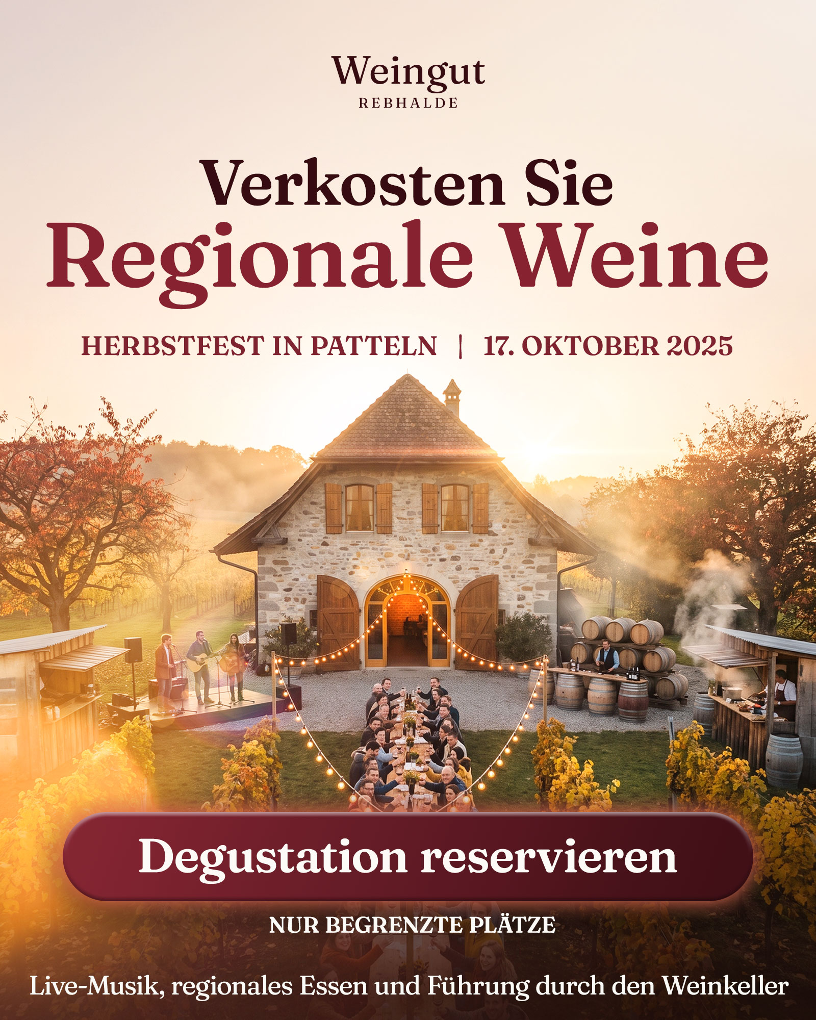 Static Ad Creative, Motiv 2 Variante 3 für die fiktive Marke Weingut Rebhalde