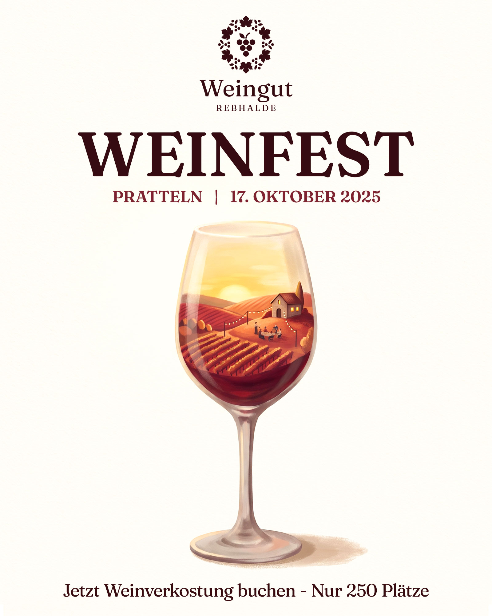 Static Ad Creative, Motiv 3 Variante 1 für die fiktive Marke Weingut Rebhalde