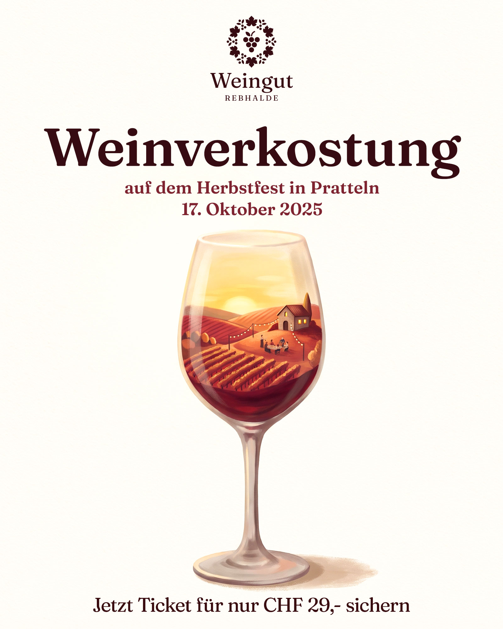 Static Ad Creative, Motiv 3 Variante 2 für die fiktive Marke Weingut Rebhalde
